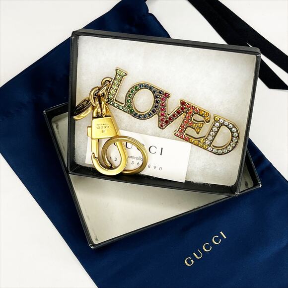 GUCCI LOVED Key Chain Key Ring Multi Color Crystals in Box COA - Picture 3 of 10